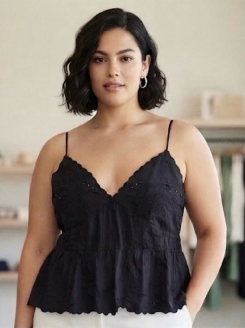 Zara Black Ruffled Peplum Cami Top